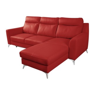 Canapé d'angle convertible en cuir italien de luxe 5/6 places GIANNI avec coffre, rouge foncé, angle droit