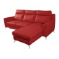 Canapé d'angle convertible en cuir italien de luxe 5/6 places GIANNI avec coffre, rouge foncé, angle droit
