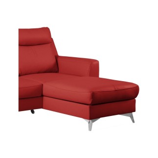 Canapé d'angle convertible en cuir italien de luxe 5/6 places GIANNI avec coffre, rouge foncé, angle droit