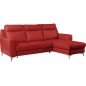 Canapé d'angle convertible en cuir italien de luxe 5/6 places GIANNI avec coffre, rouge foncé, angle droit