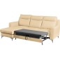 Canapé d'angle convertible en cuir italien de luxe 5/6 places GIANNI avec coffre, beige, angle gauche