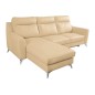 Canapé d'angle convertible en cuir italien de luxe 5/6 places GIANNI avec coffre, beige, angle gauche