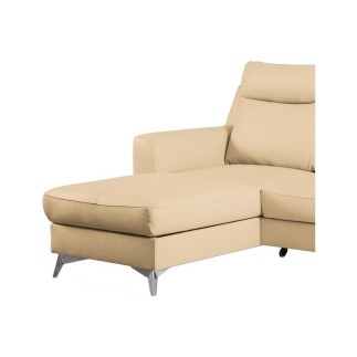 Canapé d'angle convertible en cuir italien de luxe 5/6 places GIANNI avec coffre, beige, angle gauche