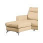 Canapé d'angle convertible en cuir italien de luxe 5/6 places GIANNI avec coffre, beige, angle gauche