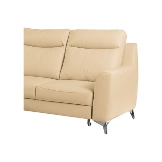 Canapé d'angle convertible en cuir italien de luxe 5/6 places GIANNI avec coffre, beige, angle gauche