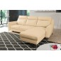 Canapé d'angle convertible en cuir italien de luxe 5/6 places GIANNI avec coffre, beige, angle droit