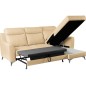 Canapé d'angle convertible en cuir italien de luxe 5/6 places GIANNI avec coffre, beige, angle droit