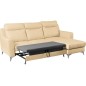 Canapé d'angle convertible en cuir italien de luxe 5/6 places GIANNI avec coffre, beige, angle droit