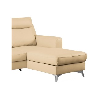 Canapé d'angle convertible en cuir italien de luxe 5/6 places GIANNI avec coffre, beige, angle droit