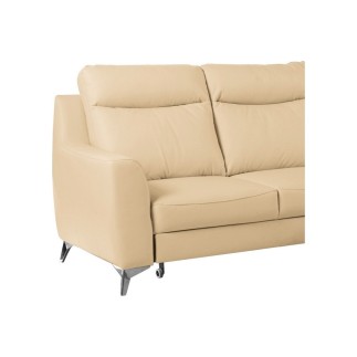 Canapé d'angle convertible en cuir italien de luxe 5/6 places GIANNI avec coffre, beige, angle droit