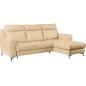 Canapé d'angle convertible en cuir italien de luxe 5/6 places GIANNI avec coffre, beige, angle droit