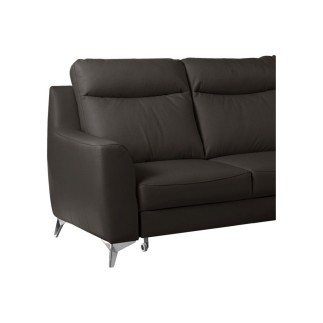 Canapé d'angle convertible en cuir italien de luxe 5/6 places GIANNI avec coffre, chocolat, angle droit