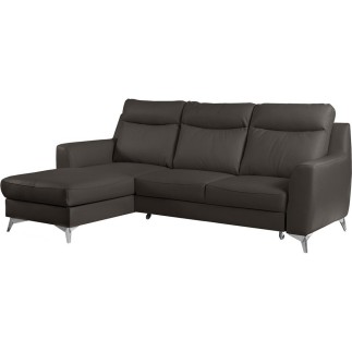 - Canapé d'angle convertible en cuir italien de luxe 5/6 places GIANNI avec coffre, chocolat, angle gauche
