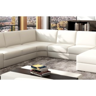 Canapé d'angle ALMERA en 100% cuir haut de gamme italien vachette Vénésetti. Tout cuir supérieur luxe (tour de caisse en cuir ég