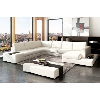 Canapé d'angle ALMERA en 100% cuir haut de gamme italien vachette Vénésetti. Tout cuir supérieur luxe (tour de caisse en cuir ég