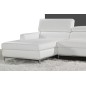 Canapé d'angle en cuir italien 4/5 places YVANA, blanc, angle gauche
