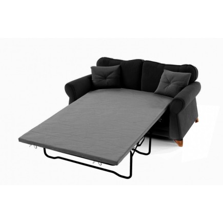 Canapé 2 places convertible en tissu de qualité TOMY, noir