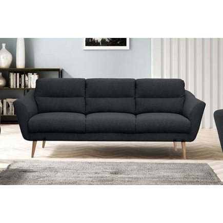 Canapé en tissu luxe 3 places, TRENDY noir (gris très sombre)