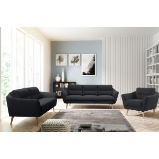 Canapé en tissu luxe 3 places, TRENDY noir (gris très sombre)
