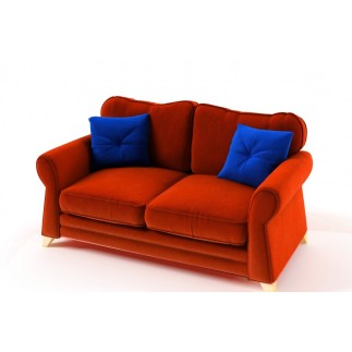 Canapé 2 places convertible en tissu de qualité TOMY, orange
