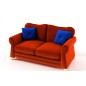 Canapé 2 places convertible en tissu de qualité TOMY, orange