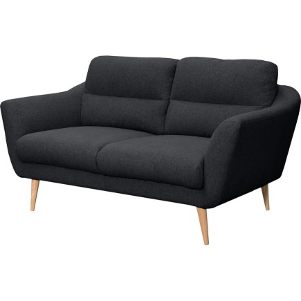 Canapé en tissu luxe 2 places, TRENDY noir (gris très sombre)