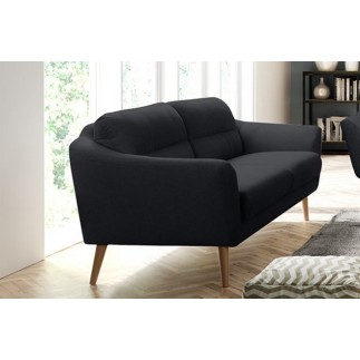 Canapé en tissu luxe 2 places, TRENDY noir (gris très sombre)
