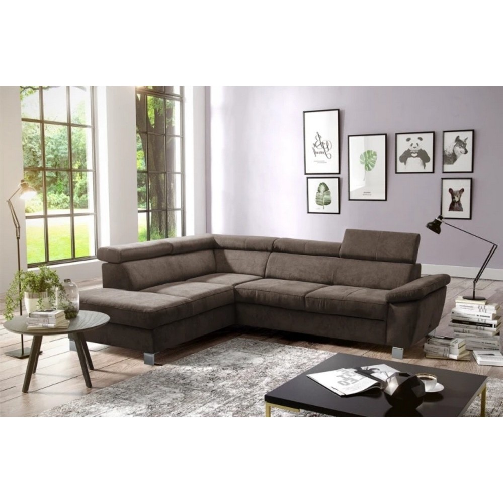 - Canapé d'angle en velours luxe 5 places LUGO chocolat, angle gauche, Chocolat clair - Canapé d'angle en velours luxe 5 places LUGO chocolat, angle gauche, Chocolat clair
