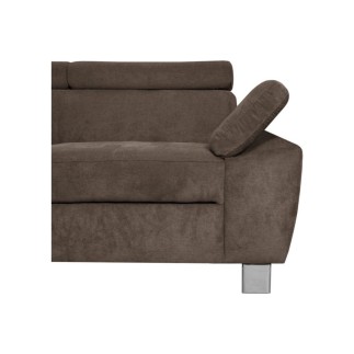 - Canapé d'angle en velours luxe 5 places LUGO chocolat, angle gauche