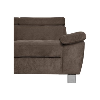 - Canapé d'angle en velours luxe 5 places LUGO chocolat, angle gauche