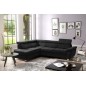 Canapé d'angle en velours luxe 5 places LUGO noir, angle gauche
