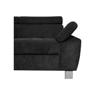 Canapé d'angle en velours luxe 5 places LUGO noir, angle gauche