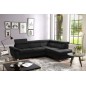 Canapé d'angle en velours luxe 5 places LUGO noir, angle droit