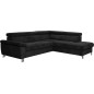 Canapé d'angle en velours luxe 5 places LUGO noir, angle droit