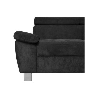 Canapé d'angle en velours luxe 5 places LUGO noir, angle droit