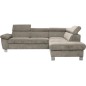 Canapé d'angle en velours luxe 5 places LUGO beige, angle droit Canapé d'angle en velours luxe 5 places LUGO beige, angle droit