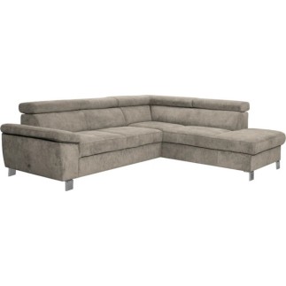 Canapé d'angle en velours luxe 5 places LUGO beige, angle droit