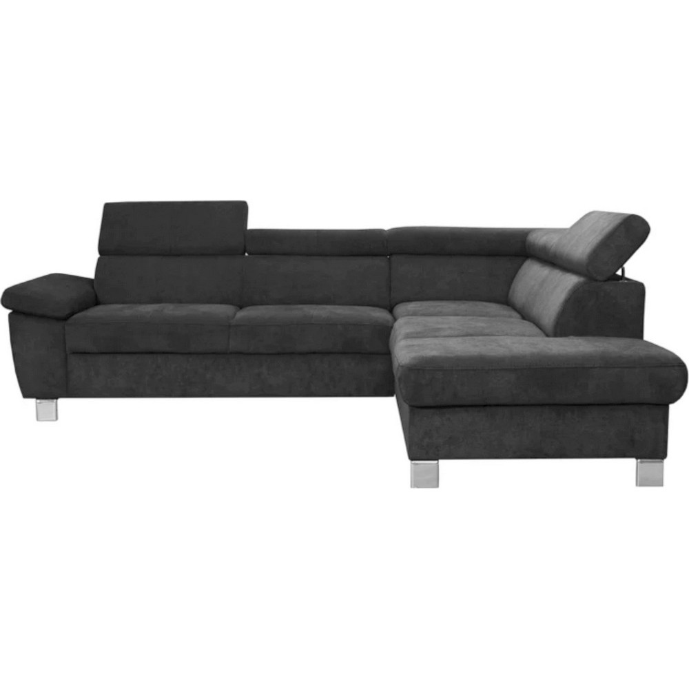 Canapé d'angle en velours luxe 5 places LUGO gris foncé, angle droit Canapé d'angle en velours luxe 5 places LUGO gris foncé, angle droit