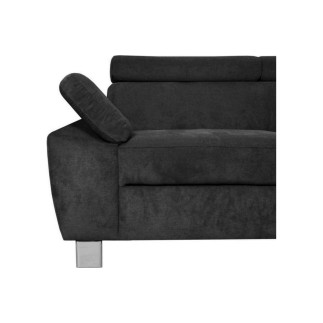 Canapé d'angle en velours luxe 5 places LUGO gris foncé, angle droit