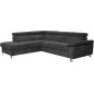 Canapé d'angle en velours luxe 5 places LUGO gris foncé, angle gauche Canapé d'angle en velours luxe 5 places LUGO gris foncé, angle gauche