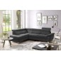 Canapé d'angle en velours luxe 5 places LUGO gris foncé, angle gauche Canapé d'angle en velours luxe 5 places LUGO gris foncé, angle gauche