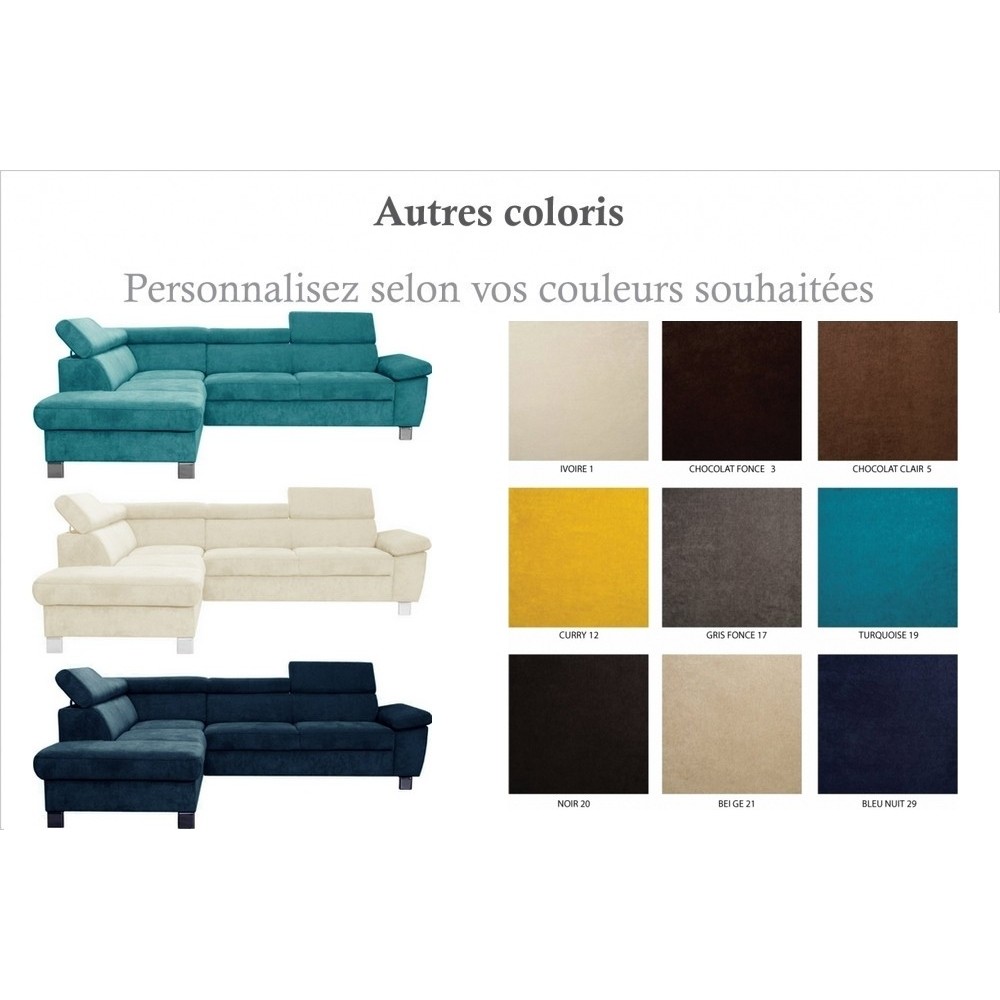 Canapé d'angle en velours luxe 5 places LUGO couleur personnalisée, angle gauche Canapé d'angle en velours luxe 5 places LUGO couleur personnalisée, angle gauche