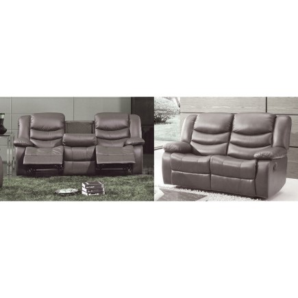 Ensemble Canapé 3 places relaxation cuir italien relaxis + Canapé 2 places relaxation cuir italien relaxis effet balancier pour