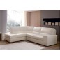 Canapé d'angle BARSANO en cuir haut de gamme italien vachette. Cuir Prestige luxe. Ecru. Angle Gauche vu de face, 4/5 places