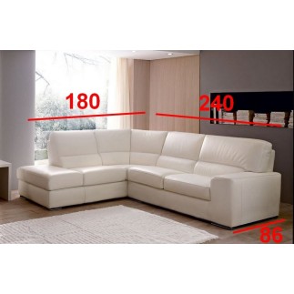 Canapé d'angle BARSANO en cuir haut de gamme italien vachette. Cuir Prestige luxe. Ecru. Angle Gauche vu de face