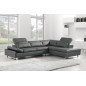 Canapé d'angle en cuir italien 6/7 places IZEN, couleur gris foncé, angle droit, version LUXE
