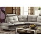 - Canapé d'angle en cuir buffle italien de luxe 6/7 places BELLALIGNA, gris clair pastel, angle gauche