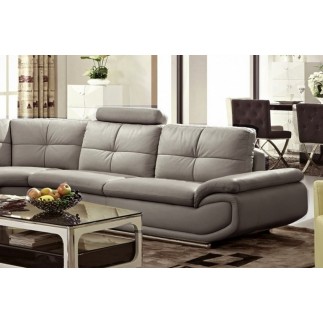 - Canapé d'angle en cuir buffle italien de luxe 6/7 places BELLALIGNA, gris clair pastel, angle gauche