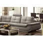 - Canapé d'angle en cuir buffle italien de luxe 6/7 places BELLALIGNA, gris clair pastel, angle gauche