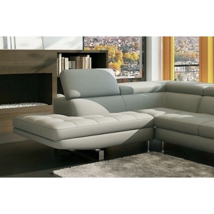 Canapé d'angle BEAUTY en cuir haut de gamme italien vachette Vénésetti Cuir Prestige luxe Gris clair, angle gauche - Vénésetti,